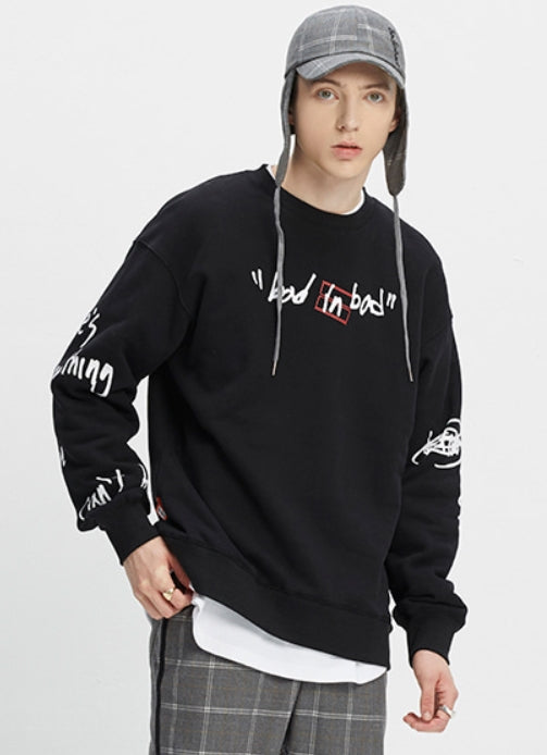 ベドインベド(BADINBAD)  SCRIBBLE LOGO SWEATSHIRT_BLACK