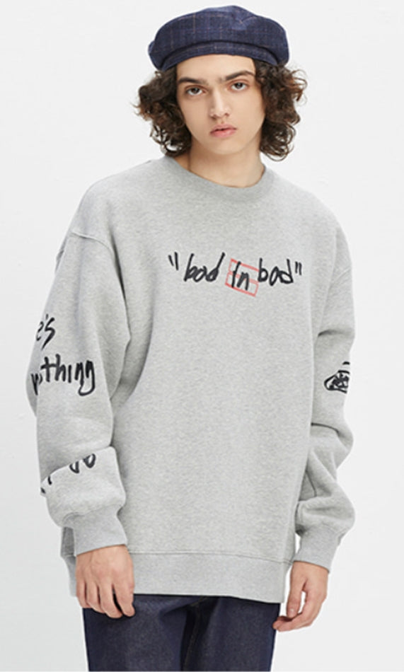 ベドインベド(BADINBAD)  SCRIBBLE LOGO SWEATSHIRT_GREY