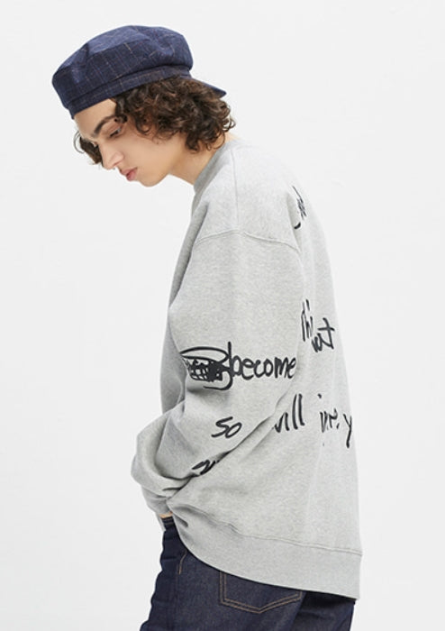 ベドインベド(BADINBAD)  SCRIBBLE LOGO SWEATSHIRT_GREY