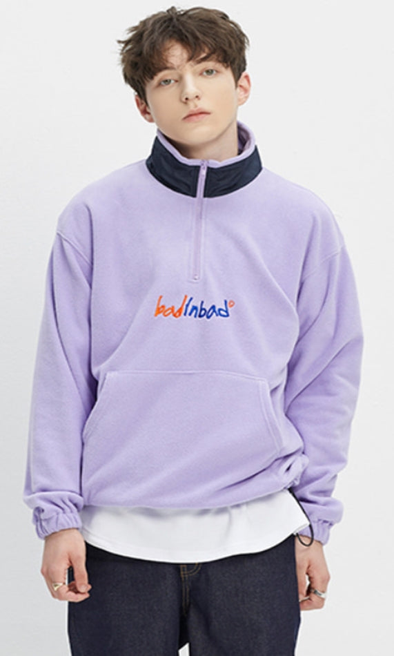 ベドインベド(BADINBAD) FLEECE HALF ZIP UP JUMPER_LIGHT PURPLE