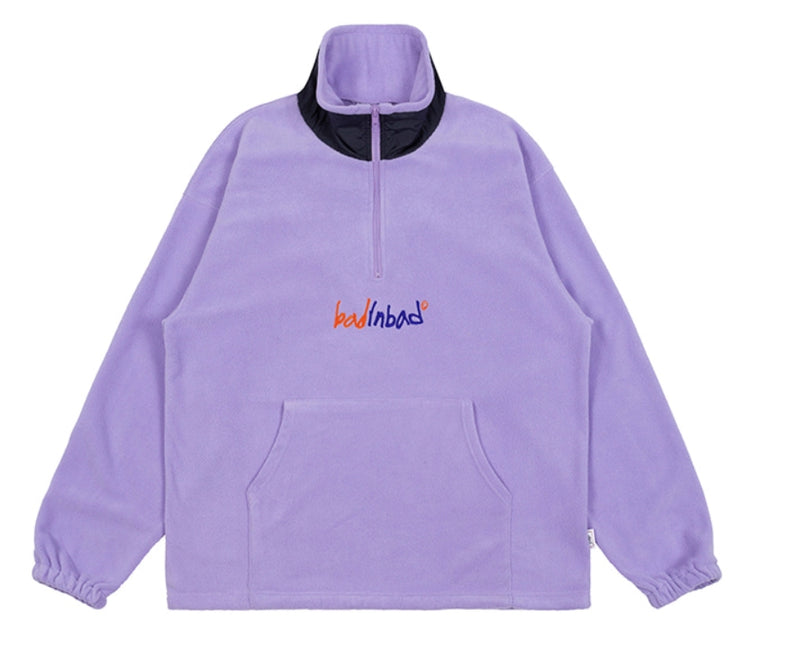 ベドインベド(BADINBAD) FLEECE HALF ZIP UP JUMPER_LIGHT PURPLE
