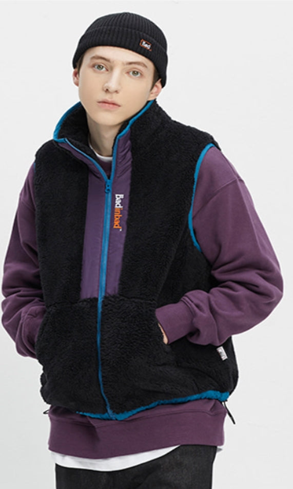 ベドインベド(BADINBAD)COLOR BLOCK FLEECE VEST_BLACK