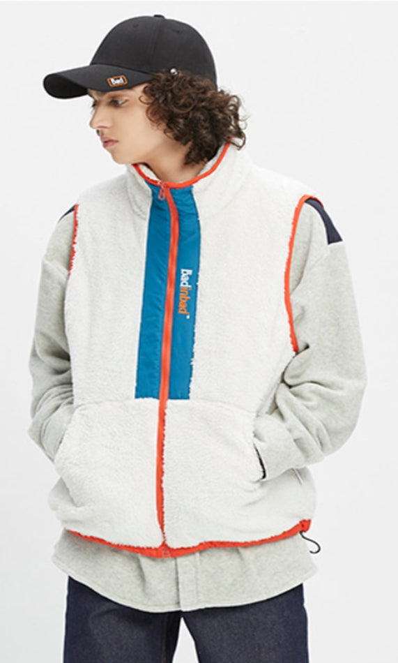 ベドインベド(BADINBAD)  COLOR BLOCK FLEECE VEST_OATMEAL