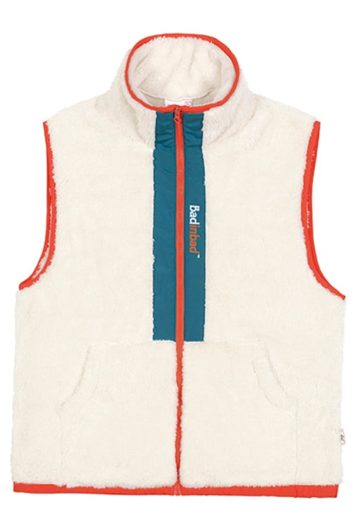 ベドインベド(BADINBAD)  COLOR BLOCK FLEECE VEST_OATMEAL