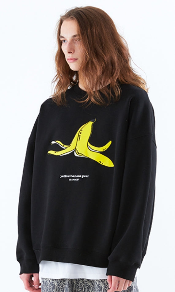 スローアシッド(SLOW ACID)     Banana Embroidery Sweatshirt (BLACK)