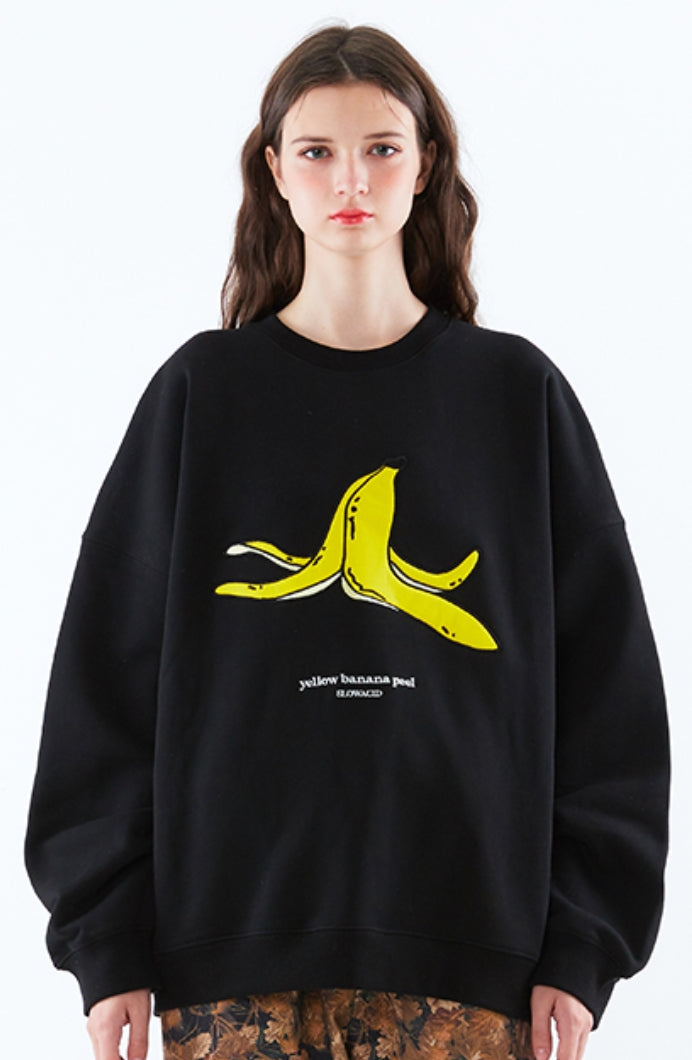 スローアシッド(SLOW ACID)     Banana Embroidery Sweatshirt (BLACK)