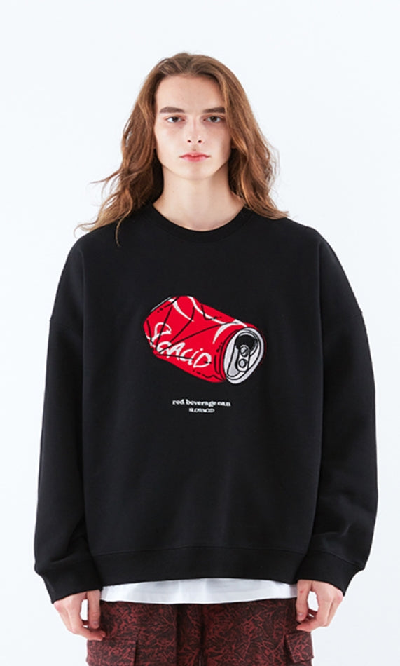 スローアシッド(SLOW ACID)    Can Embroidery Sweatshirt (BLACK)