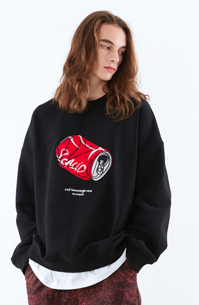 スローアシッド(SLOW ACID)    Can Embroidery Sweatshirt (BLACK)
