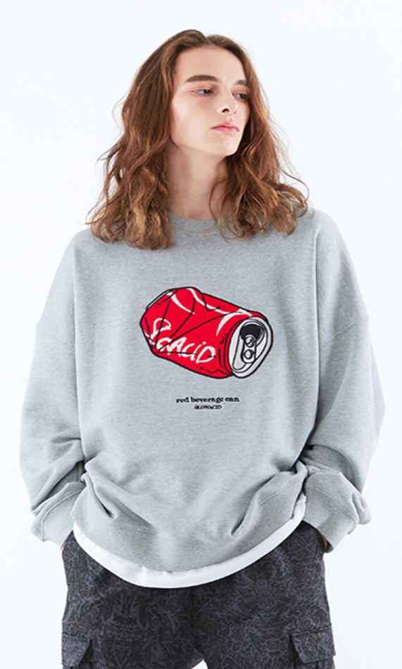 スローアシッド(SLOW ACID)    Can Embroidery Sweatshirt (GRAY)