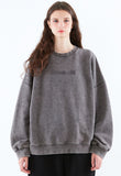 スローアシッド(SLOW ACID)  Logo Washing Sweatshirt (CHARCOAL)