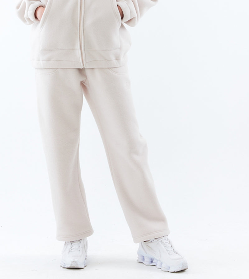 スローアシッド(SLOW ACID)  Stitch Embroidery Fleece Pants (IVORY)