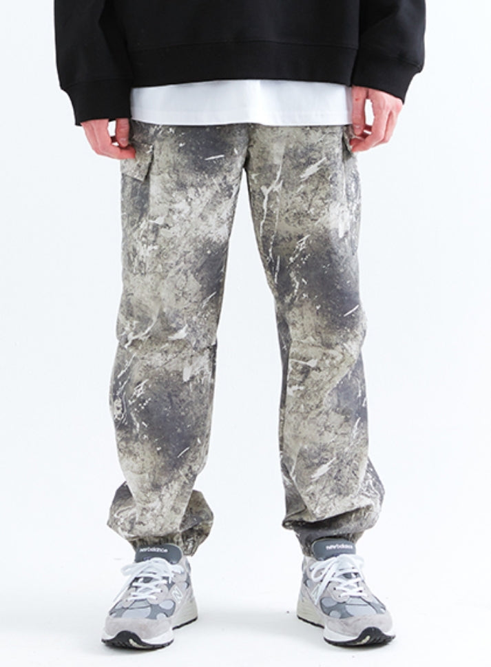 スローアシッド(SLOW ACID)  Washing Cotton Cargo Jogger Pants (PRINT GRAY)