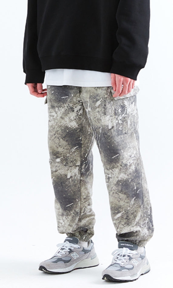 スローアシッド(SLOW ACID)  Washing Cotton Cargo Jogger Pants (PRINT GRAY)