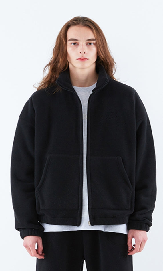 スローアシッド(SLOW ACID)  Stitch Embroidery Fleece Zipup Zacket (BLACK)