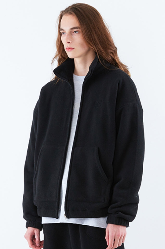 スローアシッド(SLOW ACID)  Stitch Embroidery Fleece Zipup Zacket (BLACK)