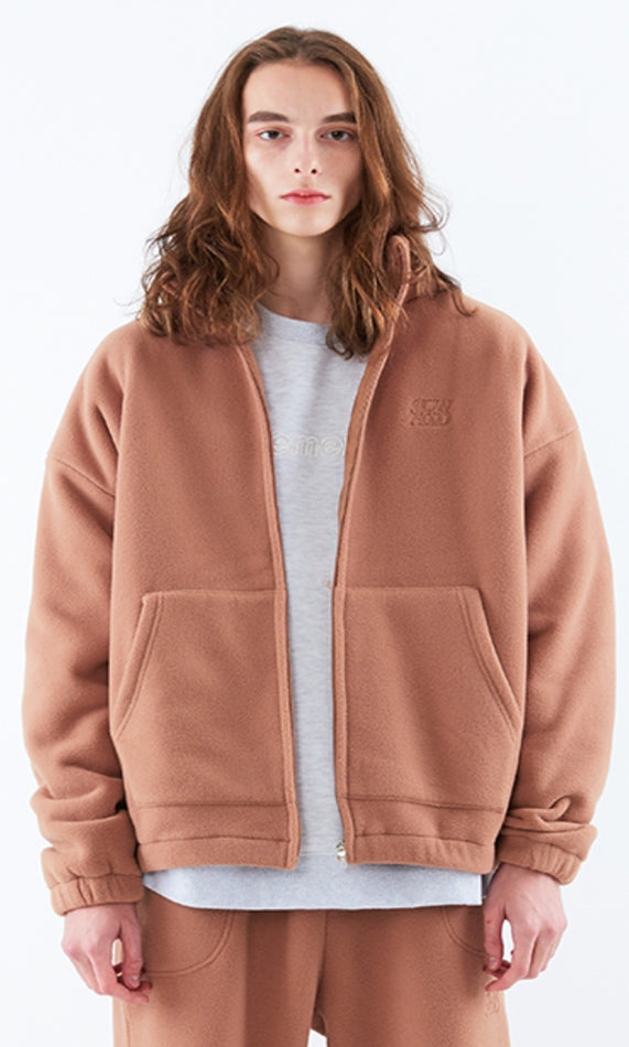 スローアシッド(SLOW ACID) Stitch Embroidery Fleece Zipup Zacket (BROWN)