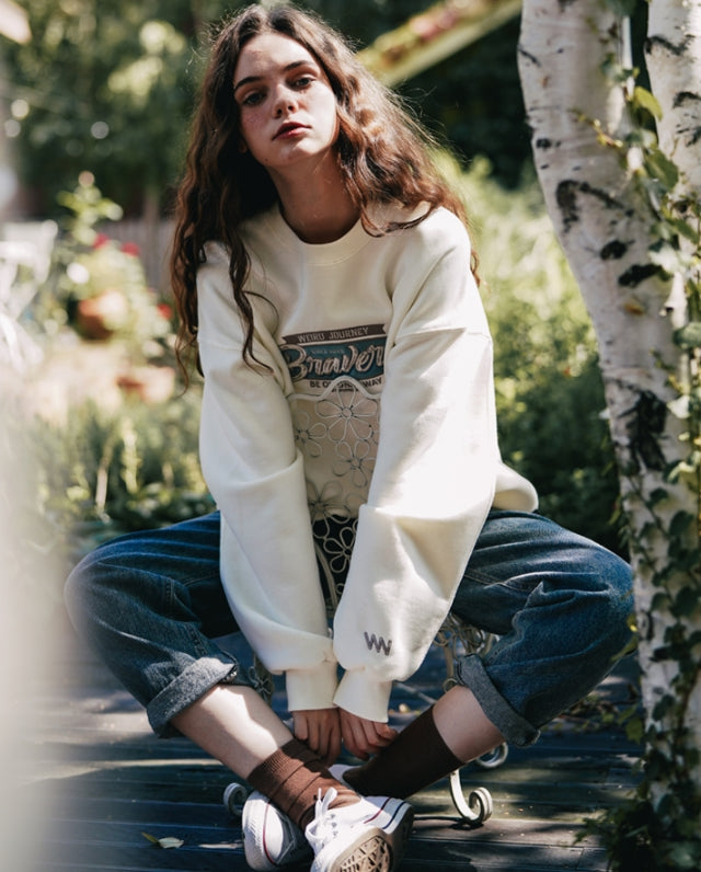 ダブルユーブイプロジェクト(WV PROJECT) Once Brave Sweatshirt Cream MJMT7429