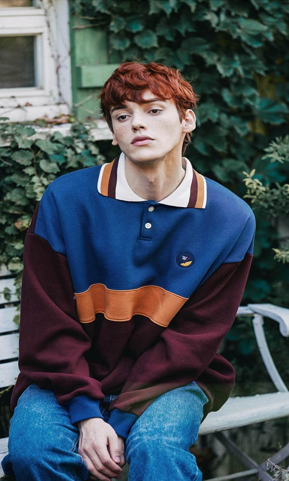 ダブルユーブイプロジェクト(WV PROJECT) Class Rugby Color Man to Man Wine HWMT7418