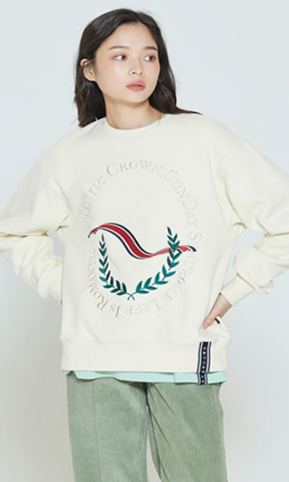 ロマンティッククラウン(ROMANTIC CROWN) CEREMONY LAUREL SWEATSHIRT_OATMEAL