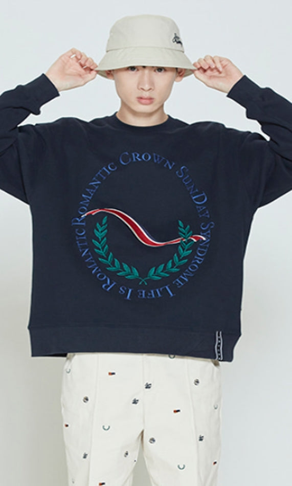 ロマンティッククラウン(ROMANTIC CROWN) CEREMONY LAUREL SWEATSHIRT_NAVY