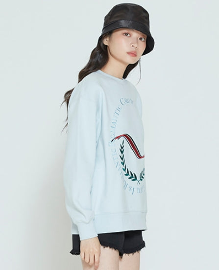 ロマンティッククラウン(ROMANTIC CROWN) CEREMONY LAUREL SWEATSHIRT_SKY BLUE