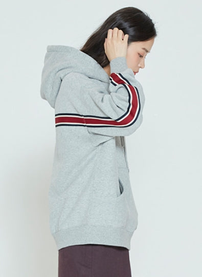 ロマンティッククラウン(ROMANTIC CROWN) STRIPE BANDING HOODIE_GREY