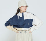 ロマンティッククラウン(ROMANTIC CROWN) COLOR BLOCK HOODIE SHIRT_OATMEAL