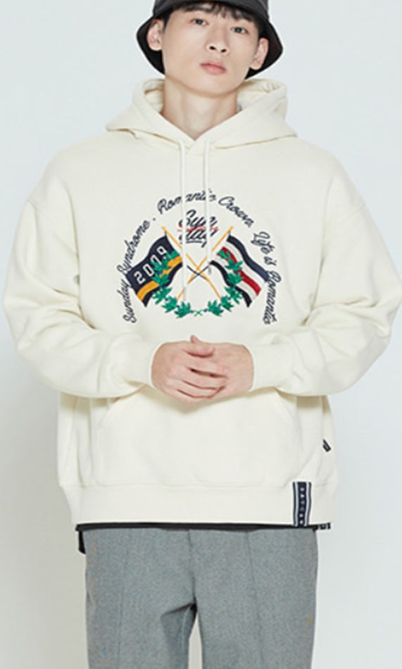 ロマンティッククラウン(ROMANTIC CROWN) SUNDAY SYNDROME FLAG HOODIE_OATMEAL