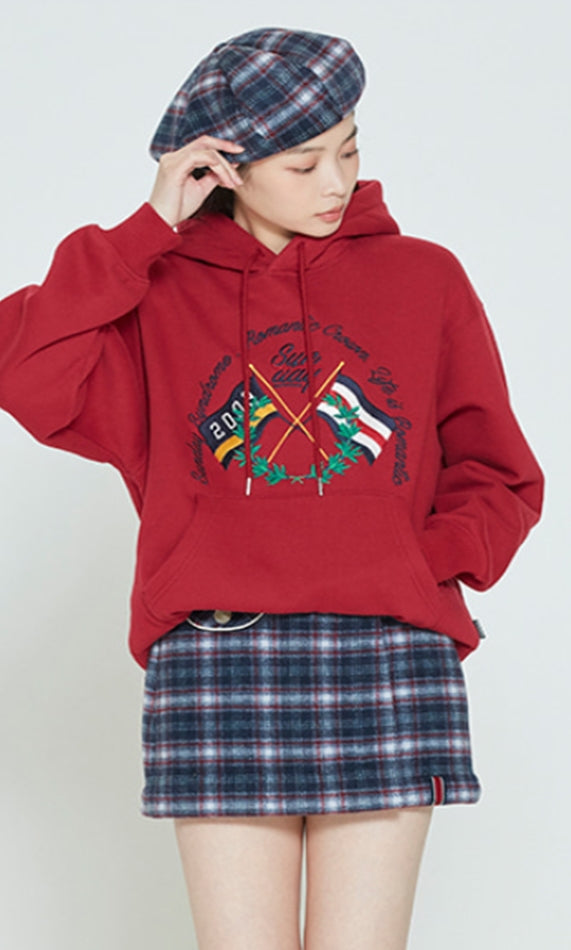 ロマンティッククラウン(ROMANTIC CROWN) SUNDAY SYNDROME FLAG HOODIE_BURGUNDY