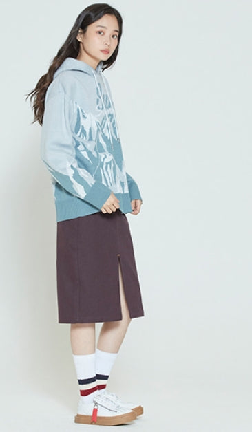 ロマンティッククラウン(ROMANTIC CROWN) MOUNTAIN KNITTED HOODIE_SKY BLUE