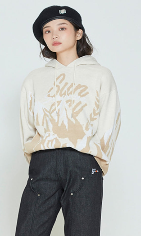 ロマンティッククラウン(ROMANTIC CROWN) MOUNTAIN KNITTED HOODIE_OATMEAL