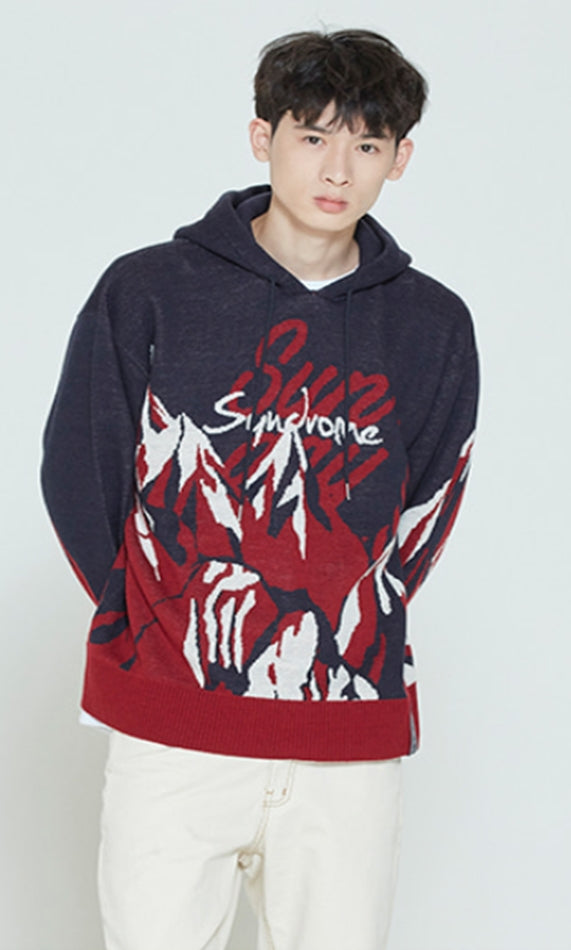 ロマンティッククラウン(ROMANTIC CROWN) MOUNTAIN KNITTED HOODIE_NAVY