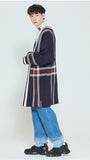 ロマンティッククラウン(ROMANTIC CROWN) CHECK KNITTED LONG CARDIGAN_NAVY