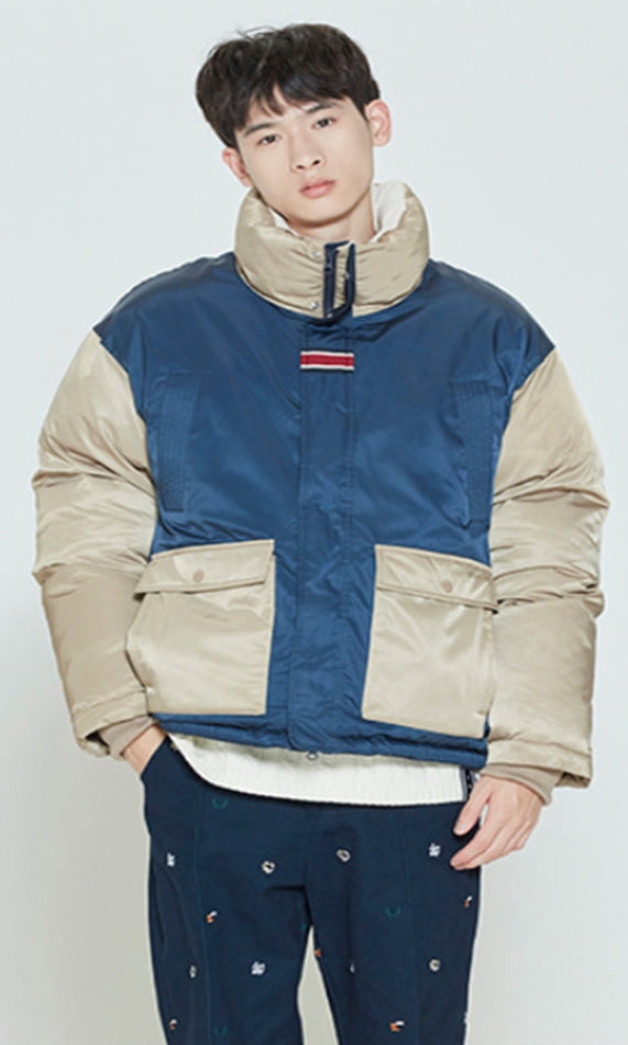 ロマンティッククラウン(ROMANTIC CROWN) COLOR BLOCK POCKET PARKA_BEIGE