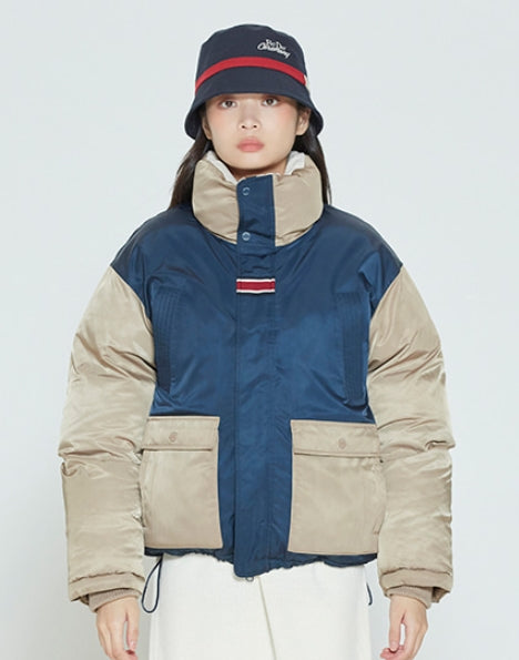 ロマンティッククラウン(ROMANTIC CROWN) COLOR BLOCK POCKET PARKA_BEIGE
