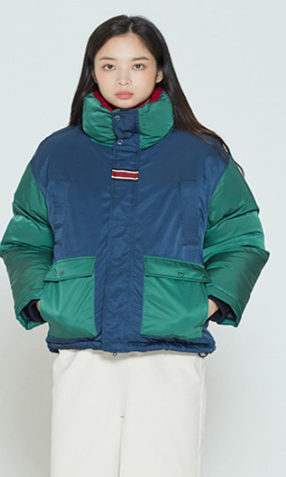 ロマンティッククラウン(ROMANTIC CROWN) COLOR BLOCK POCKET PARKA_GREEN