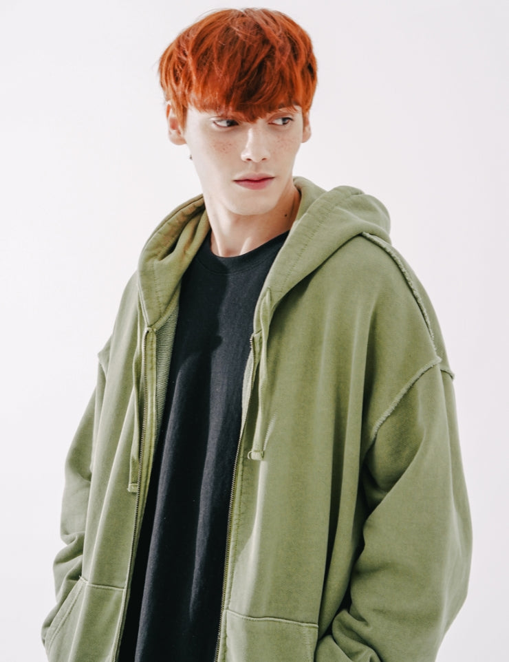 ダブルユーブイプロジェクト(WV PROJECT)  Dust Pigment Hood Zip-up Khaki MJOT7437