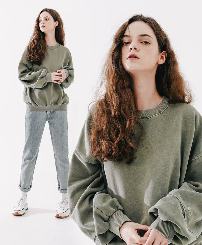 ダブルユーブイプロジェクト(WV PROJECT) Grain Pigment Sweatshirt Khaki MJMT7435