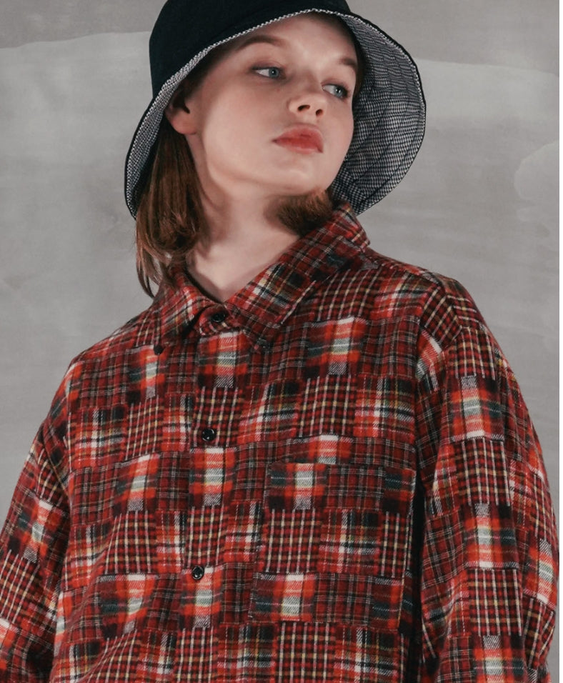 パーステップ(PERSTEP) SQUARE PATCH SHIRT RED SMLS4379