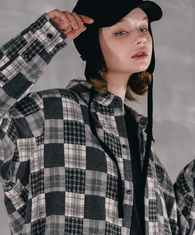 パーステップ(PERSTEP) SQUARE PATCH SHIRT GREY SMLS4379