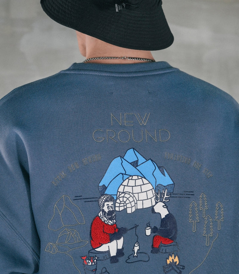 パーステップ(PERSTEP) NEW GROUND SWEATSHIRT BLUE GREY SMMT4385