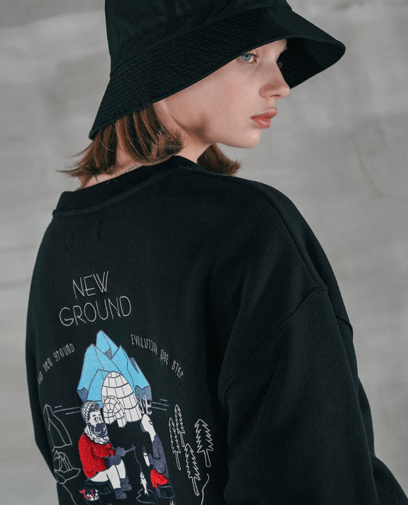 パーステップ(PERSTEP) NEW GROUND SWEATSHIRT BLACK SMMT4385