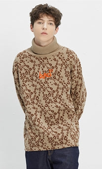 ベドインベド(BADINBAD)  LEOPARD KNITTED TURTLENECK_BEIGE