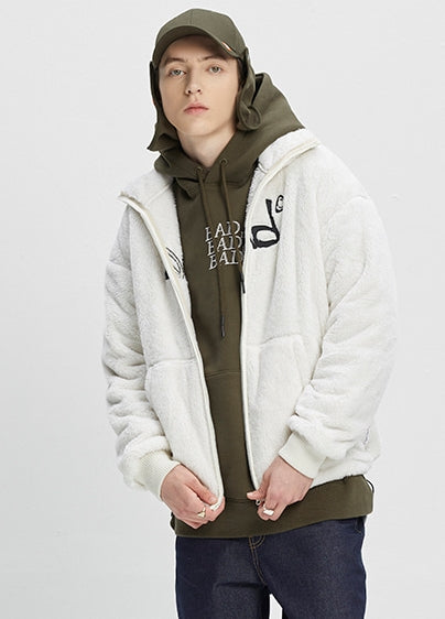 ベドインベド(BADINBAD)  HAND DRAWING FLEECE JACKET_OATMEAL