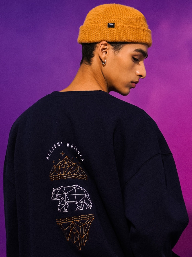 ティーダブリューエヌ(TWN)  GEOMETRY SWEAT SHIRT NAVY STMT3300