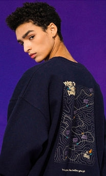 ティーダブリューエヌ(TWN)  MAPFIND SWEAT SHIRT NAVY STMT3303