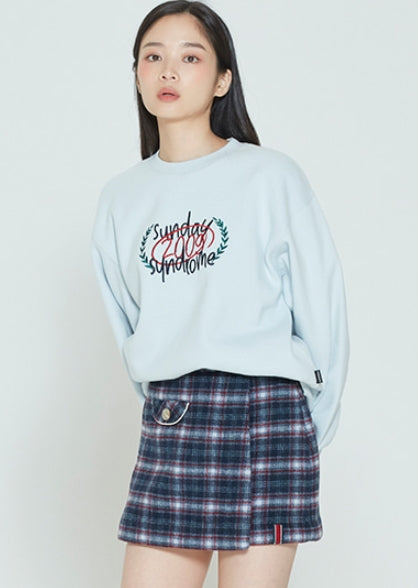 ロマンティッククラウン(ROMANTIC CROWN)  CHECKLIST SWEATSHIRT_SKY BLUE