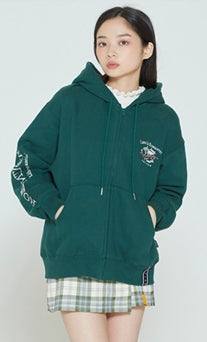 ロマンティッククラウン(ROMANTIC CROWN)   LIFE IS ROMANTIC HOODIE ZIP UP_GREEN