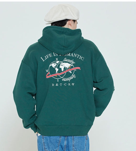 ロマンティッククラウン(ROMANTIC CROWN)   LIFE IS ROMANTIC HOODIE ZIP UP_GREEN