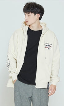 ロマンティッククラウン(ROMANTIC CROWN)    LIFE IS ROMANTIC HOODIE ZIP UP_OATMEAL